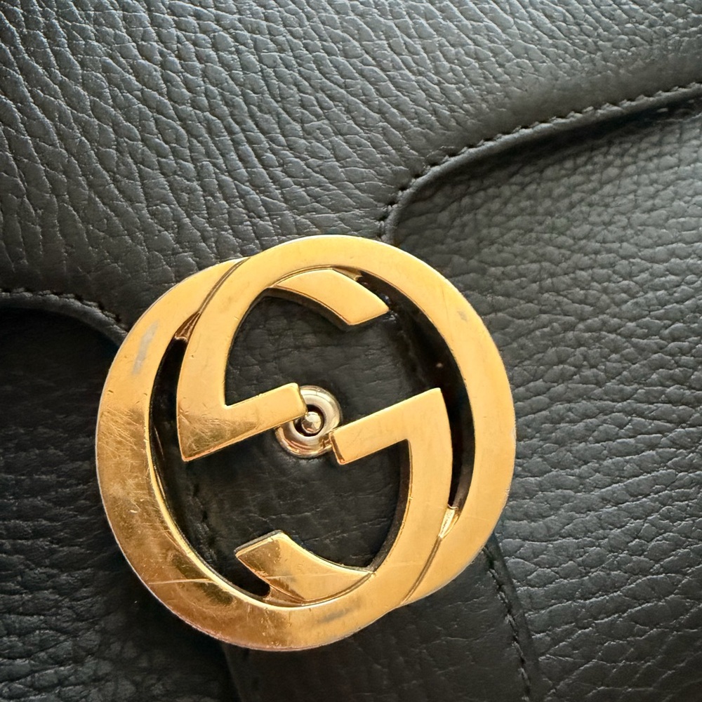 Gucci Dollar Calfskin Interlocking G Top Handle Crossbody in black - Picture 13 of 14